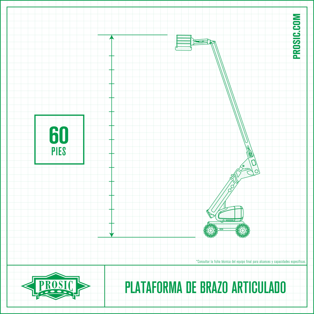 Plataforma Articulada 60 Pies, Eléctrica