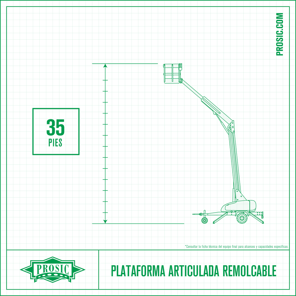 Plataforma Articulada Remolcable 35 Pies, Combustión