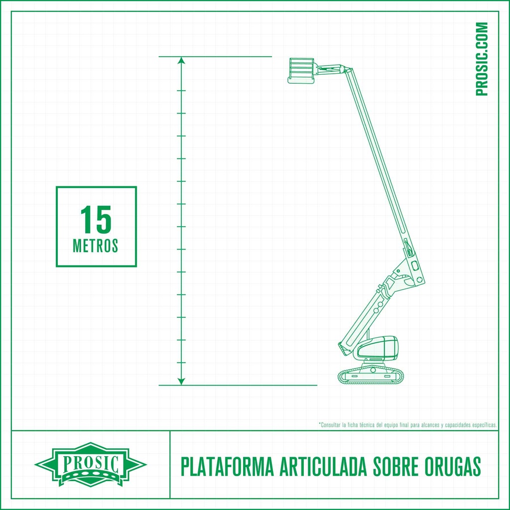 Plataforma Articulada Sobre Orugas 15 Metros, Combustión